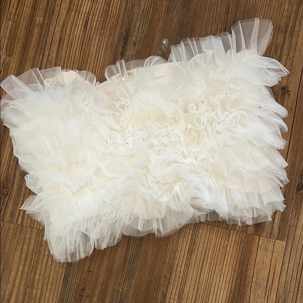 White Ruffled Tulle Top